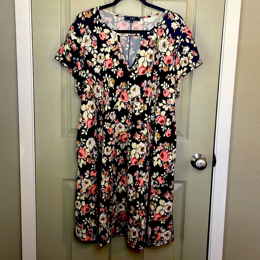 Black Floral Print Vibe Sportswear Dress
